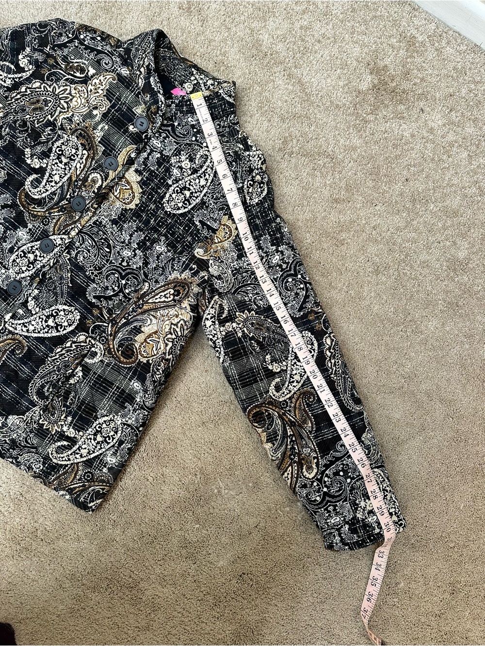 Pappagallo 100% Cotton Quilted Paisley Collared Button Jacket Pockets Boho Sz XL - Picture 9 of 9